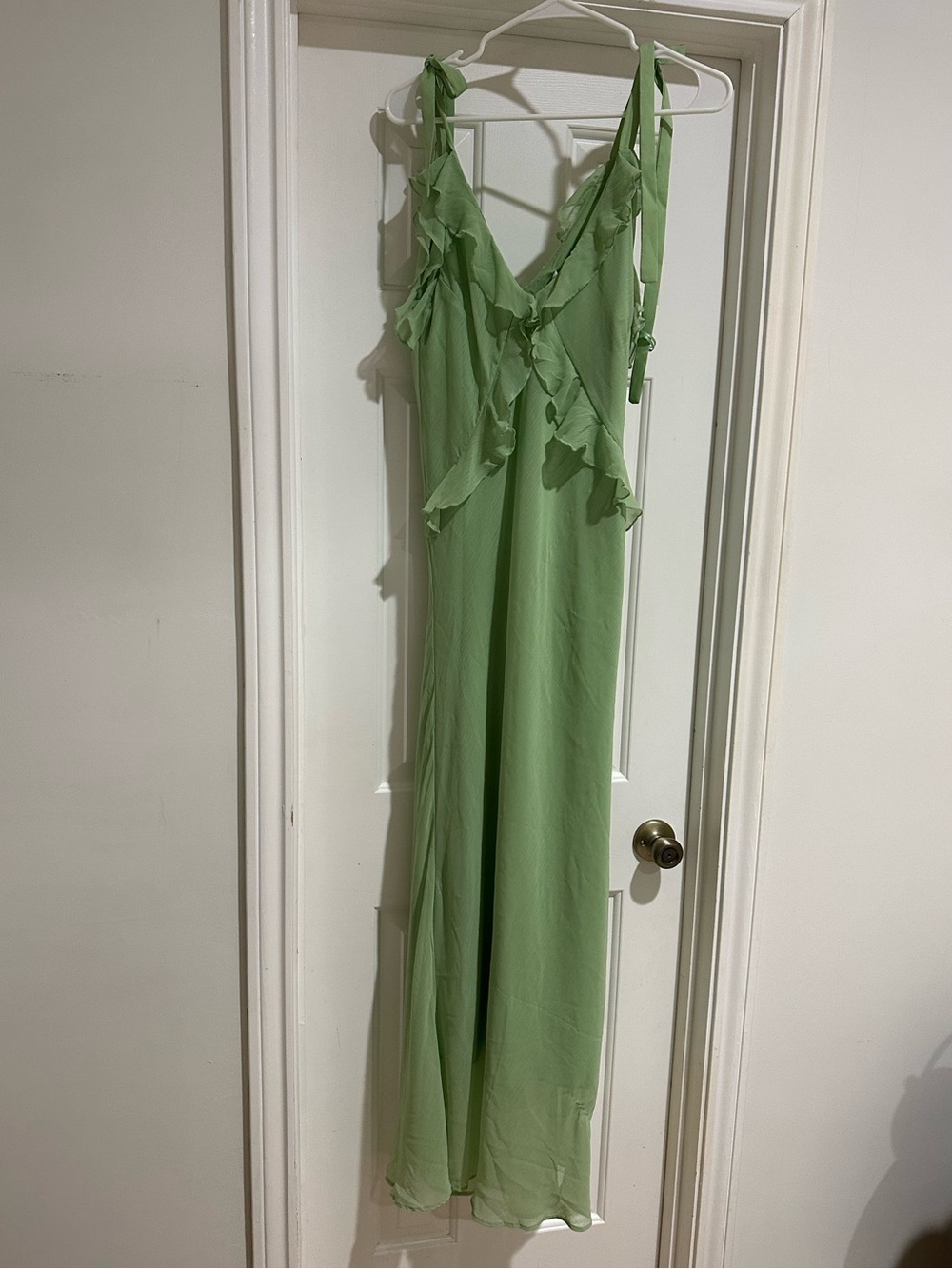 Christian Lacroix Light Green Ruffle Maxi Dress